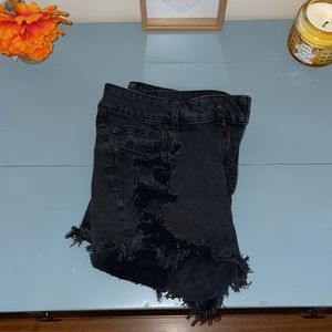 American Eagle black denim shorts
